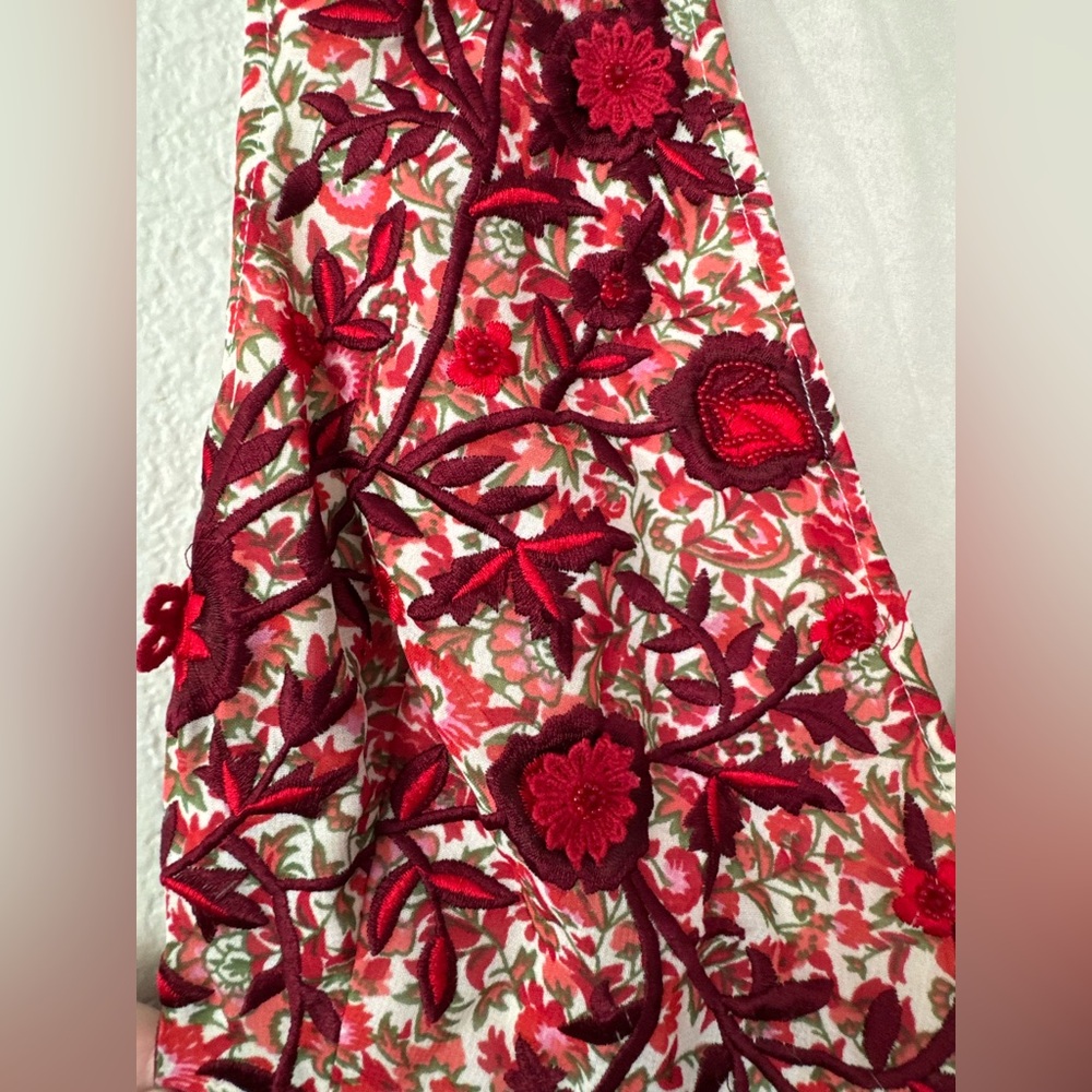 Anthropologie Ranna Gill Alexandra Floral Appliqué Beaded Wrap Maxi Dress in M - Picture 10 of 13